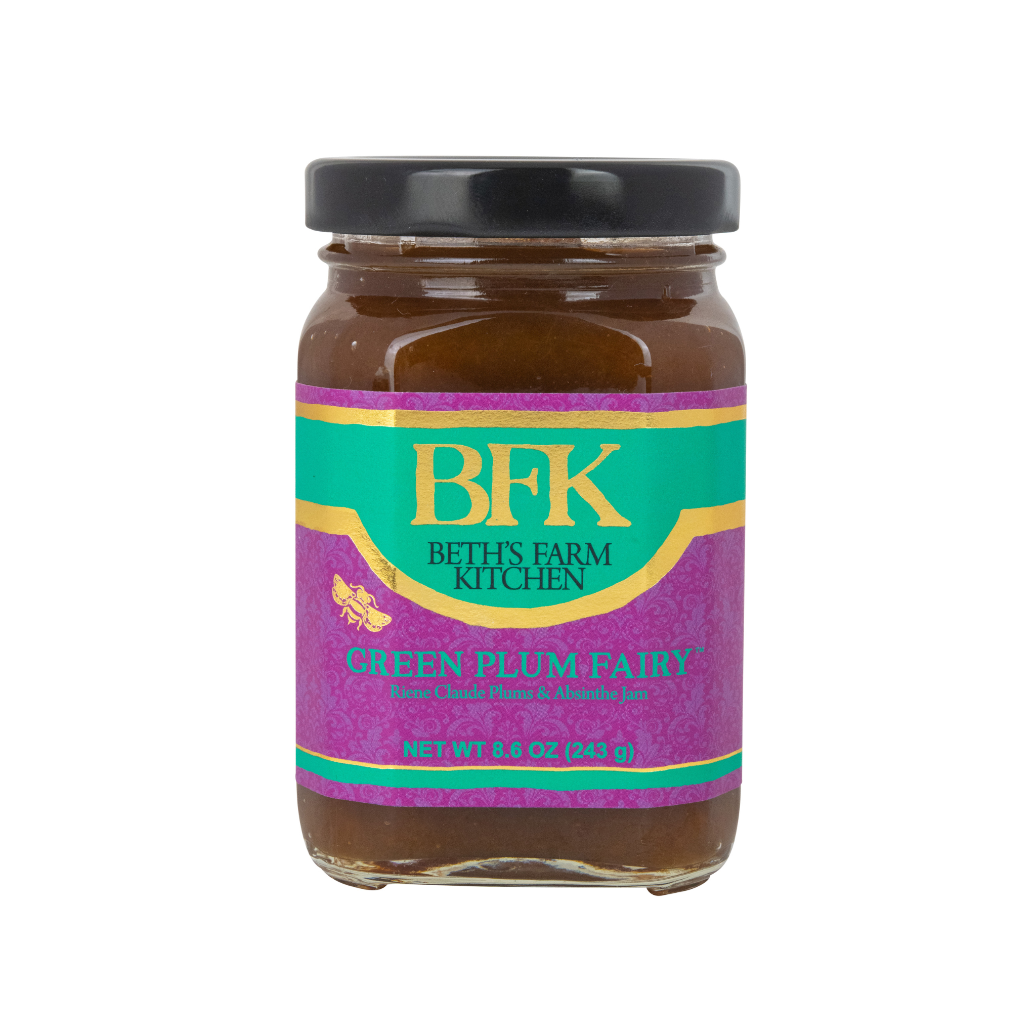 Jar of Green Plum Fairy - green plum with absinthe jam by Beth's Farm Kitchen