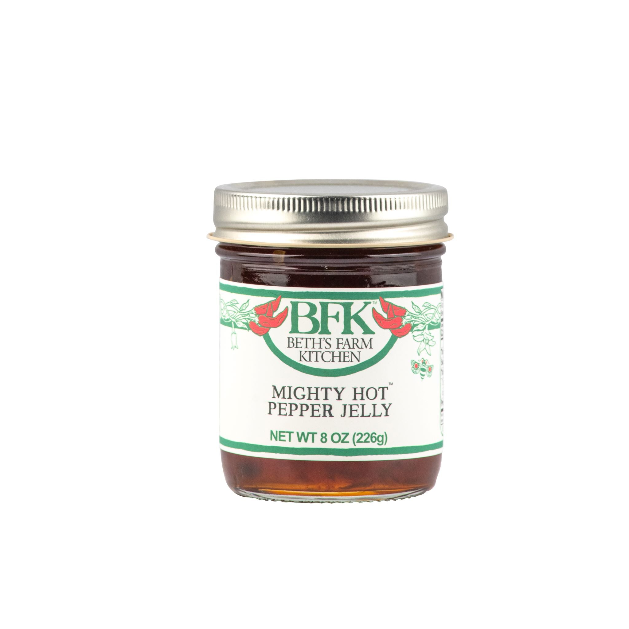 jar of mighty hot pepper jelly by Beth's Farm Kitchen