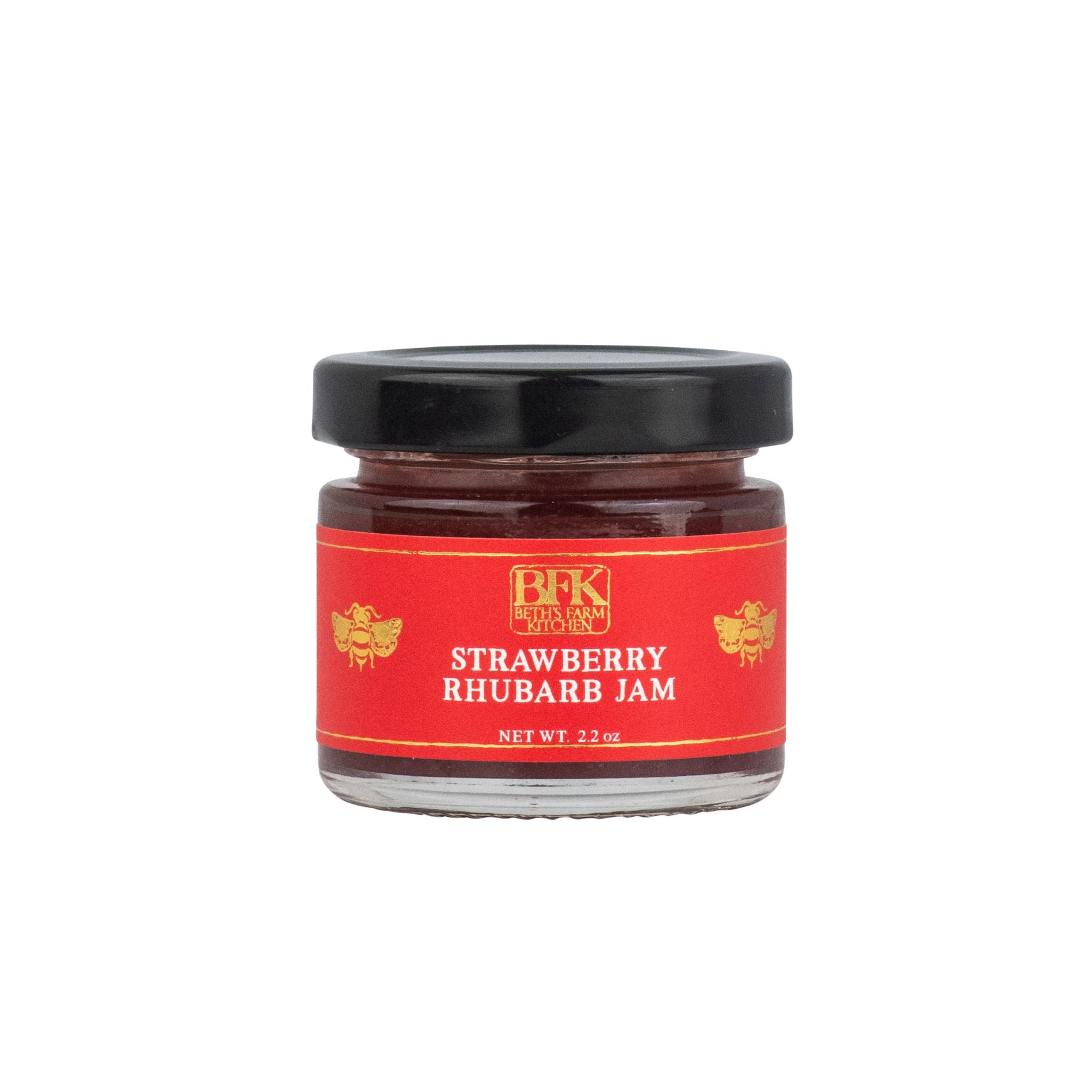 mini jar of strawberry rhubarb jam by Beth's Farm Kitchen