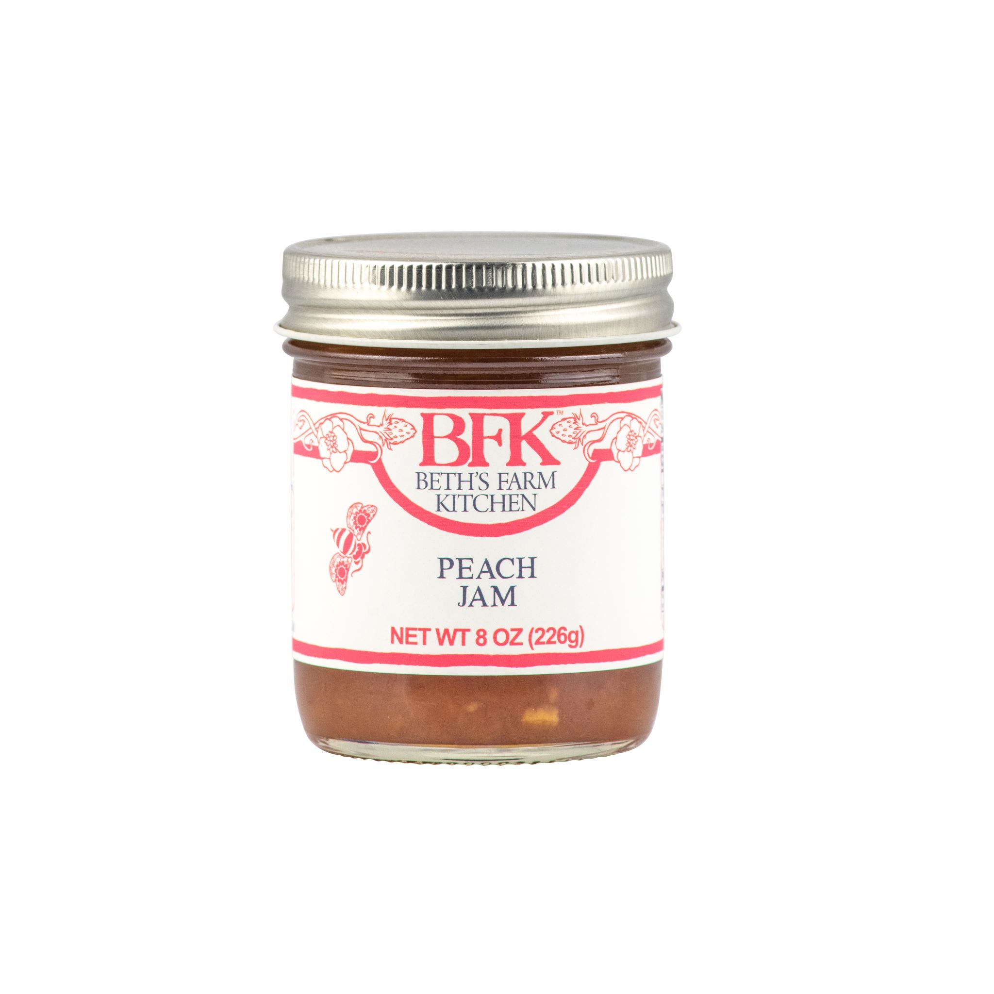 jar of peach jam by Beth's Farm Kitchen